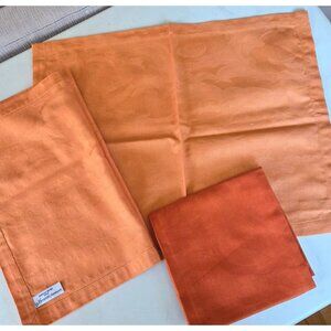 Le Jacquard Français Orange Cotton Damask Placemats Set 1 Napkin French Provence